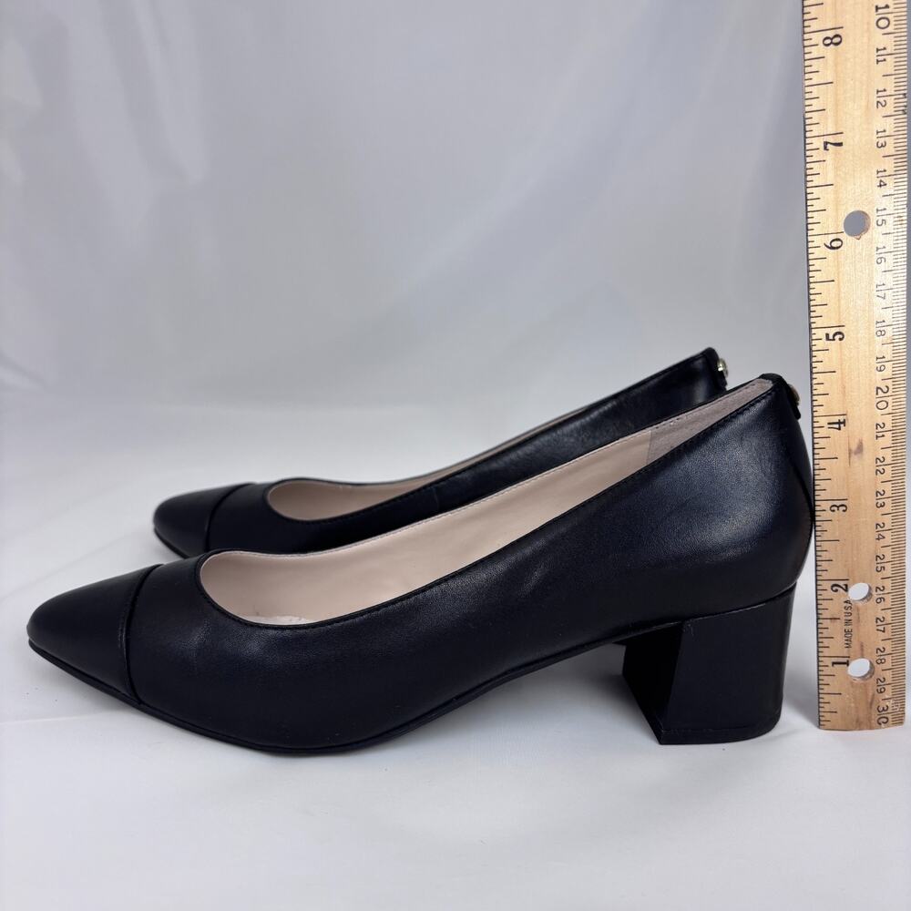 Cole Haan Go-To Women 6.5B Pump Black Leather Waterproof Cap-Toe Block Heel - Picture 3 of 9